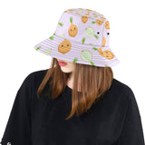 cute onions smiling faces purple background Unisex Bucket Hat