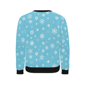 Snowflake pattern blue background Men's Crew Neck Sweatshirt