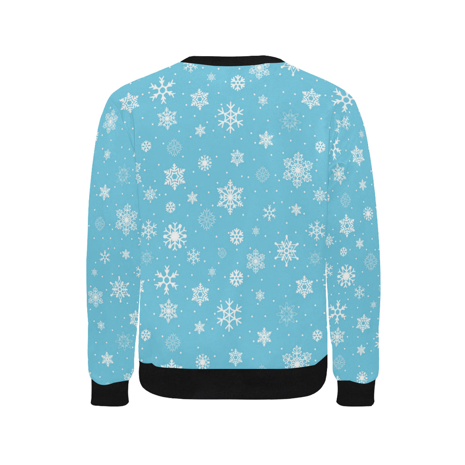 Snowflake pattern blue background Men's Crew Neck Sweatshirt