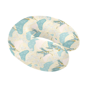 Bonsai bamboo stork japanese pattern cream theme U-Shaped Travel Neck Pillow