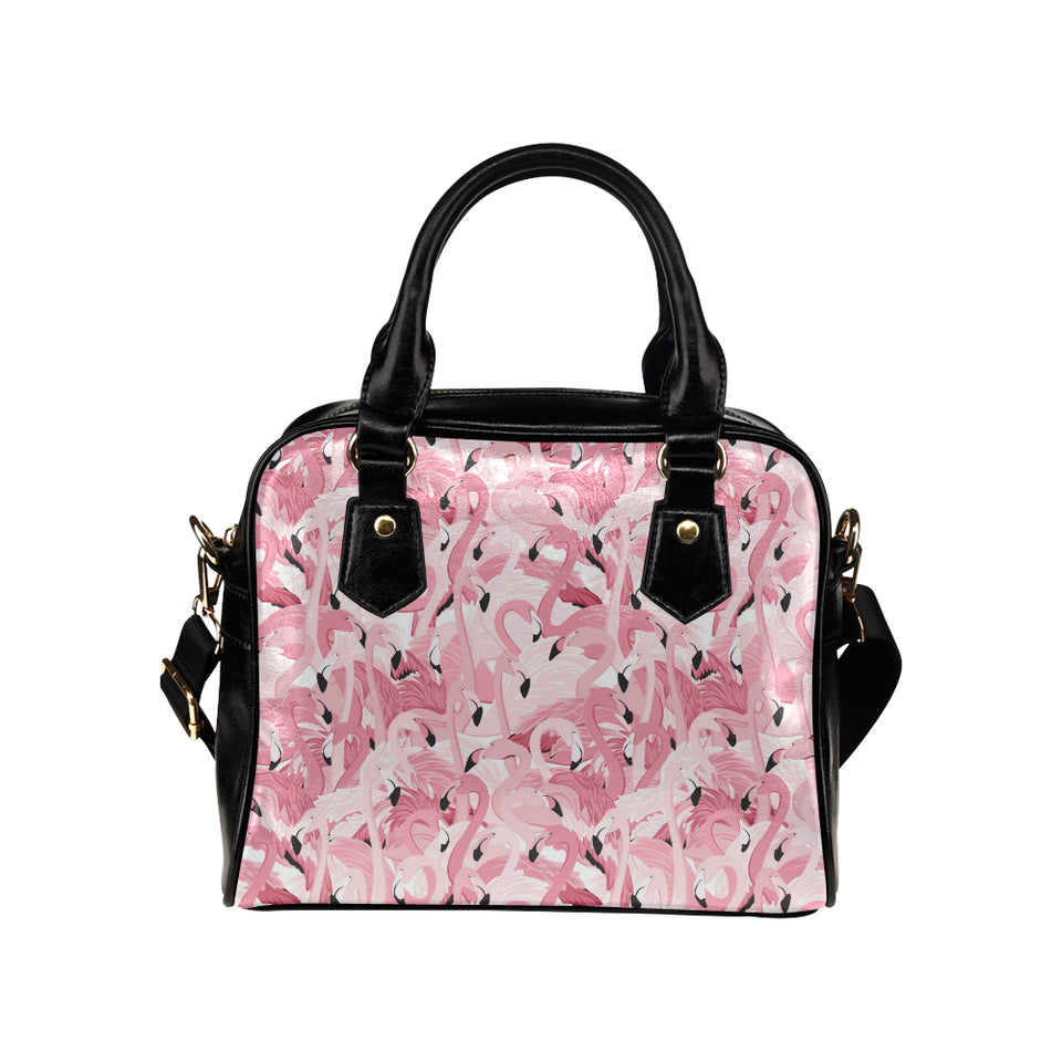 Pink flamingos pattern background Shoulder Handbag