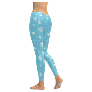 Snowflake pattern blue background Women's Legging Fulfilled In US