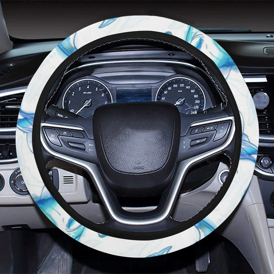 Watercolor dolphin pattern Car Steering Wheel Cover