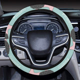 poodle dog green background Car Steering Wheel Cover