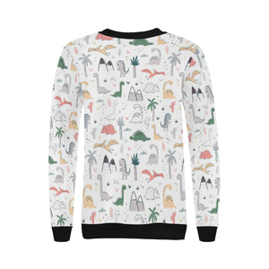 Cute cartoon dinosaurs tree pattern Women's Crew Neck Sweatshirt