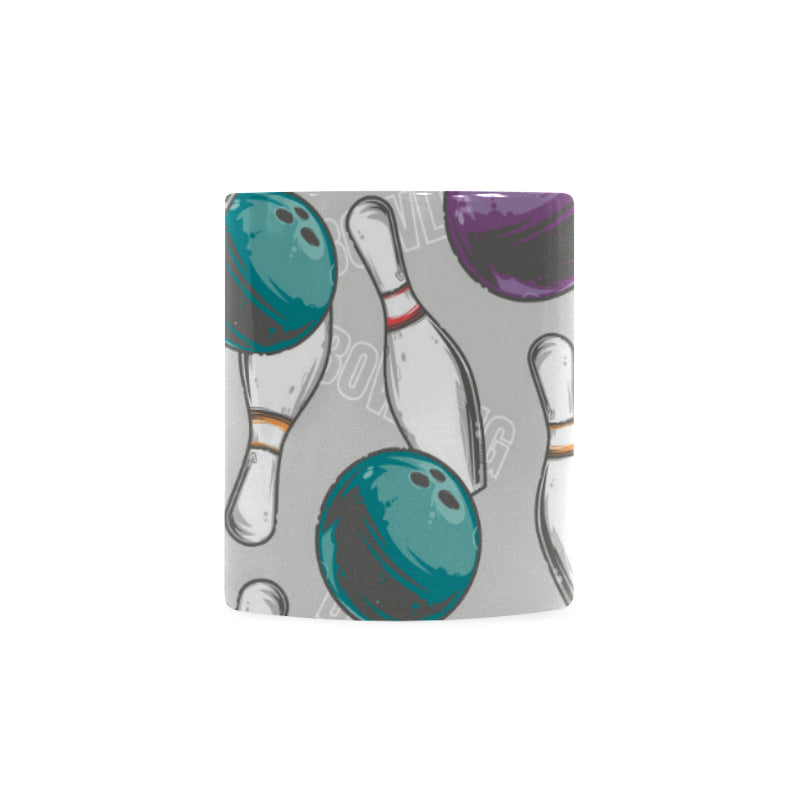 Bowling ball and pin gray background Classical White Mug (Fulfilled In US)