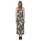 Horse Camouflage Pattern V-Neck Open Fork Long Dress