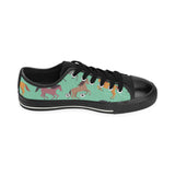 Colorful horses pattern Men's Low Top Canvas Shoes Black