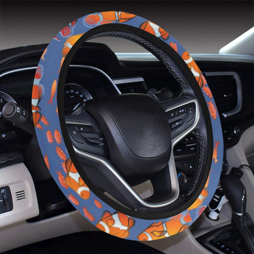 Clown Fish Pattern Print Design 04 Car Steering Wheel Cover