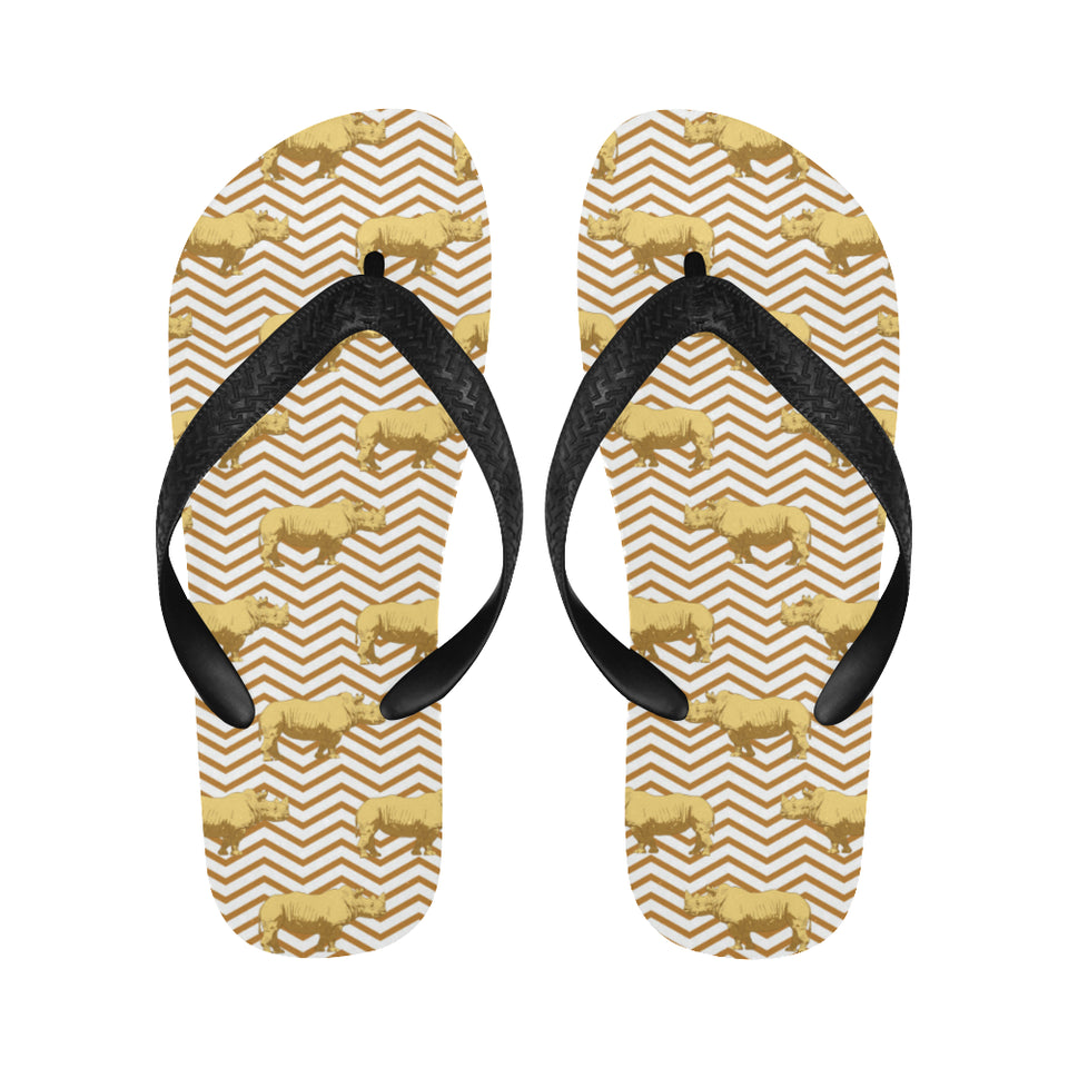 Rhino yellow theme pattern Unisex Flip Flops