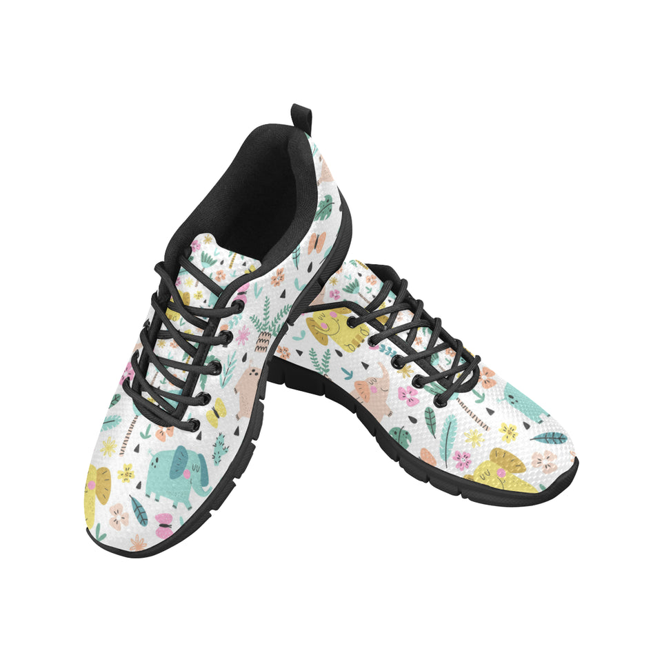 Cute elephants palm tree flower butterfly pattern Men's Sneaker Shoes