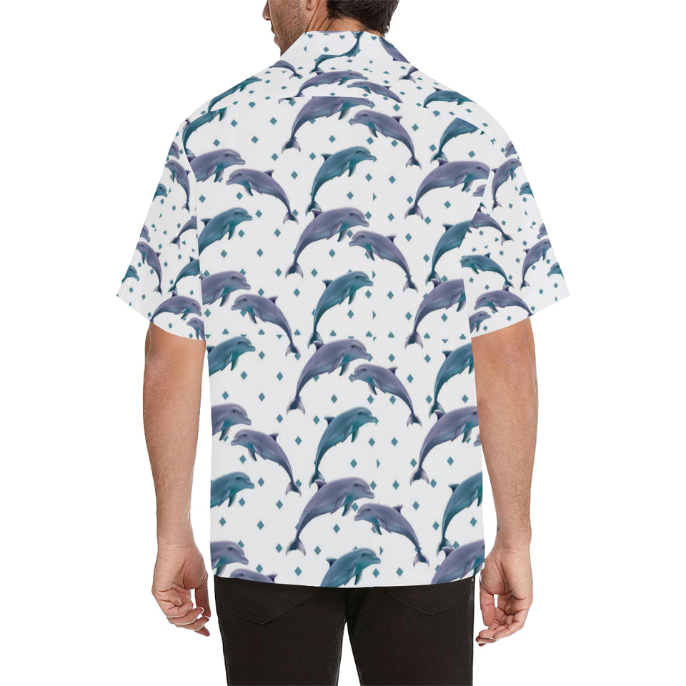 Dolphins pattern dotted background Men's All Over Print Hawaiian Shirt