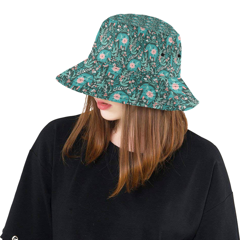 Elephants jungle pattern Unisex Bucket Hat