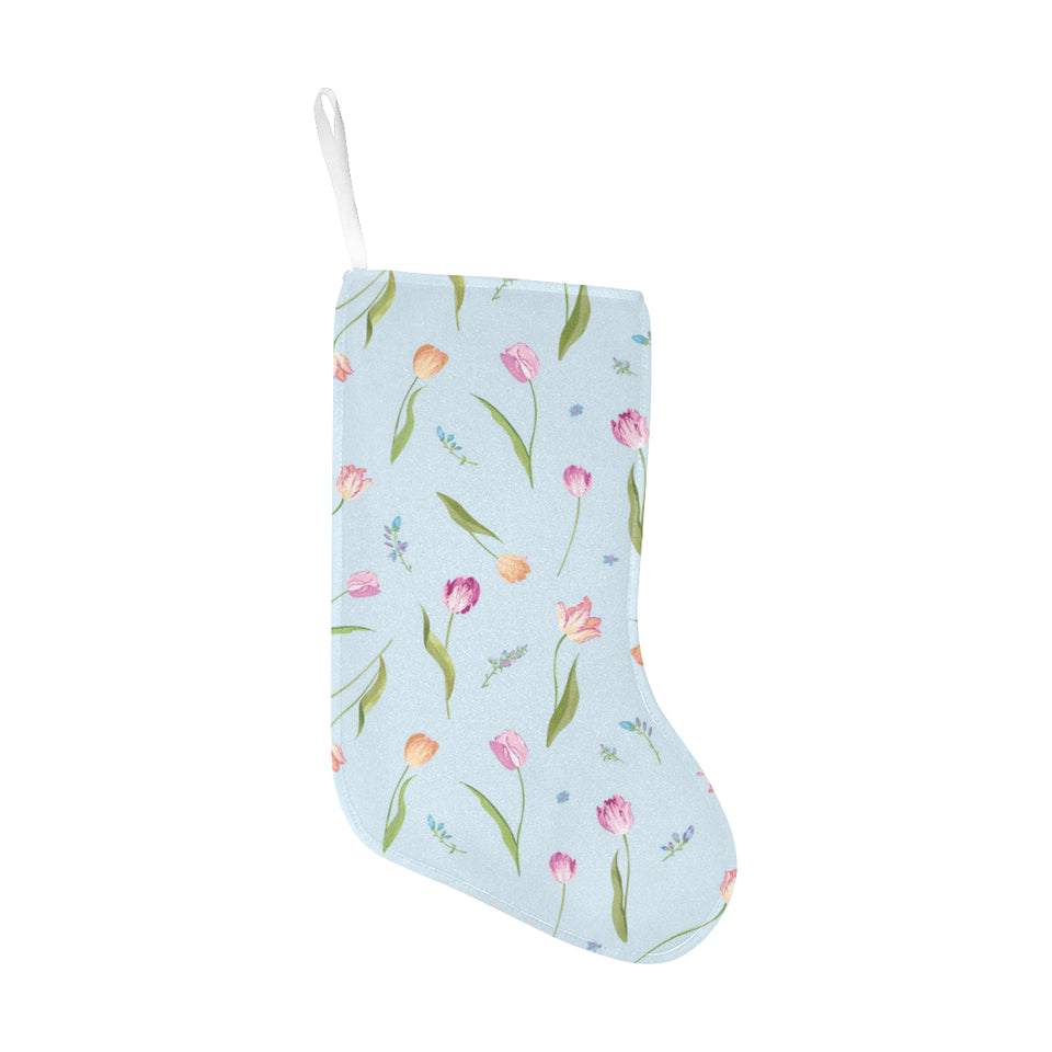 Watercolor Tulips pattern Christmas Stocking