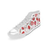 watercolor hand drawn beautiful strawberry pattern Men's High Top Canvas Shoes White