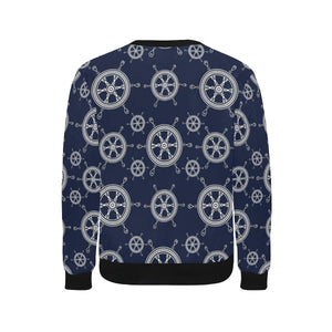 nautical steering wheel design pattern Men's Crew Neck Sweatshirt