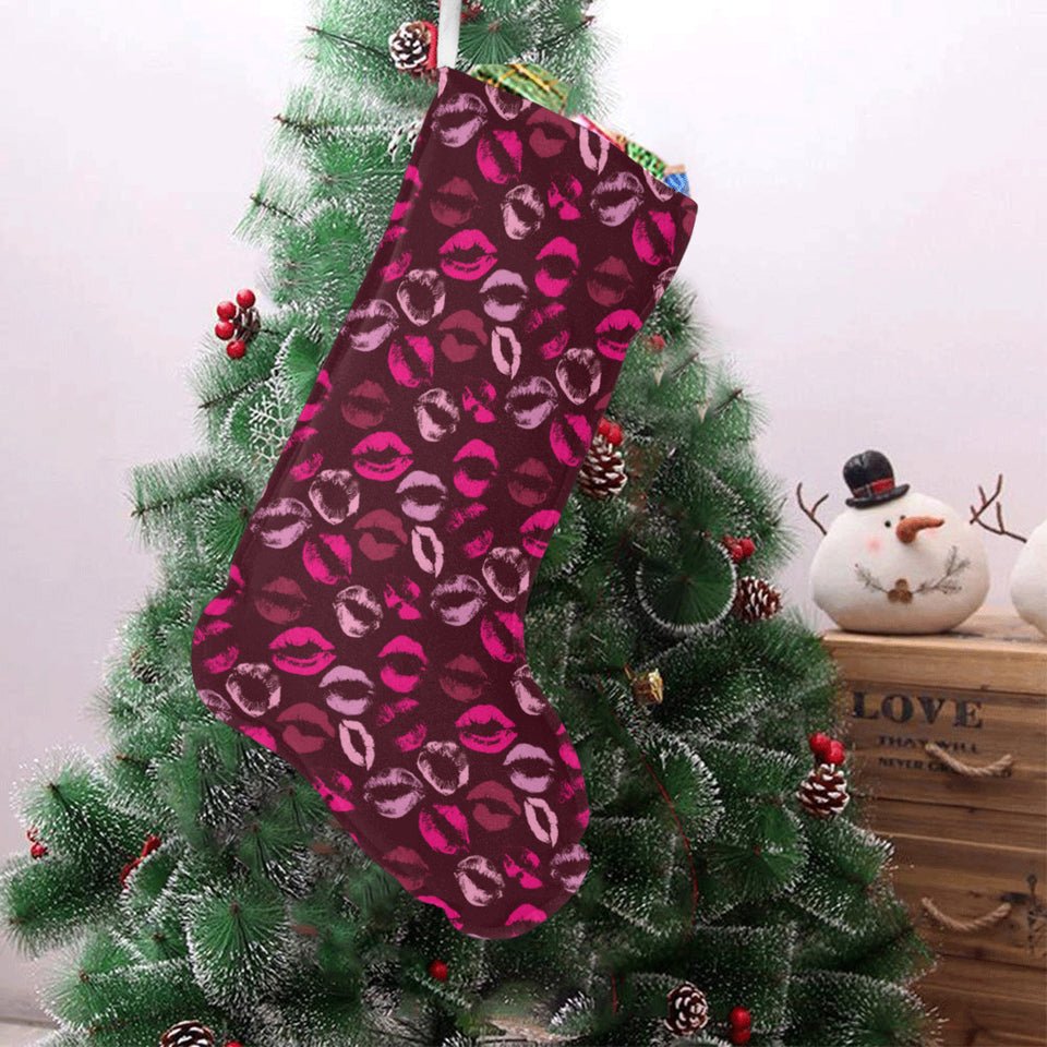 Lips Pattern Print Design 03 Christmas Stocking