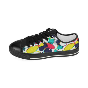 watercolor bowling ball pins Kids' Boys' Girls' Low Top Canvas Shoes Black