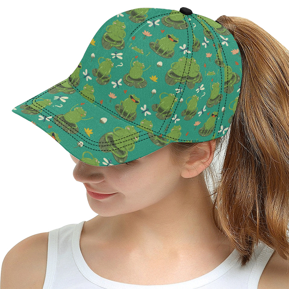 Cute frog dragonfly design pattern All Over Print Snapback Cap