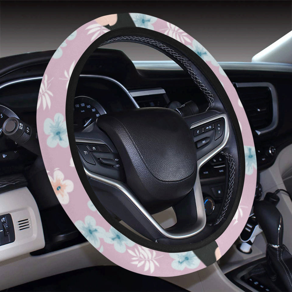Beautiful toucan flower leaves Car Steering Wheel Cover