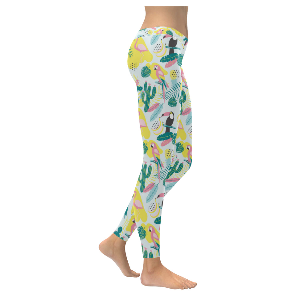 Cute parrot toucan flamingo cactus exotic leaves Women's Legging Fulfilled In US