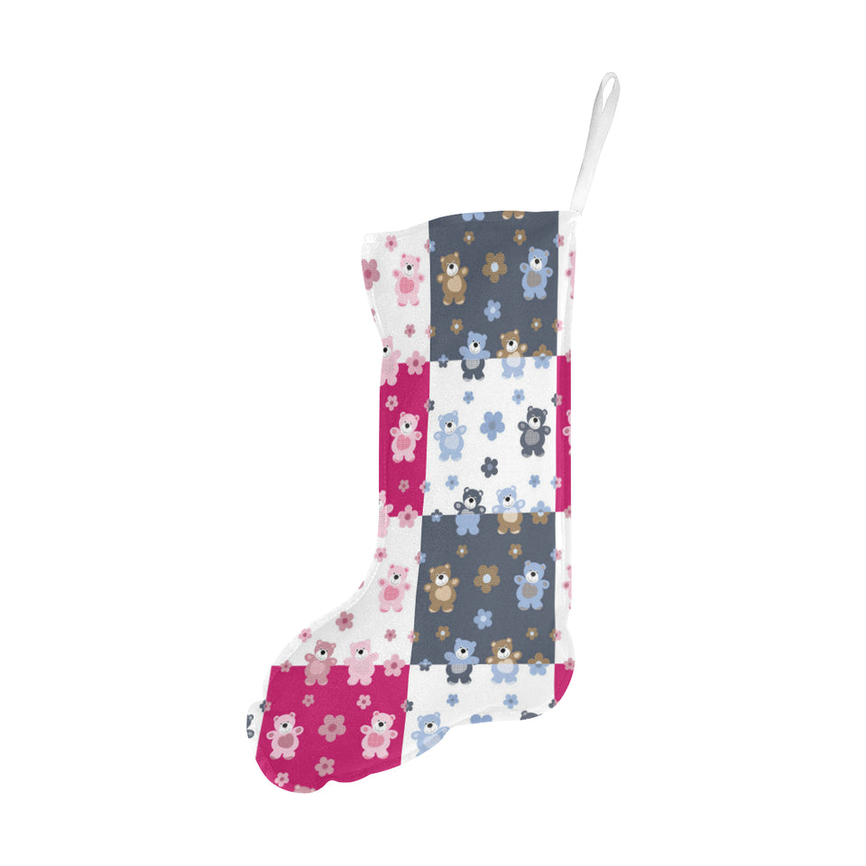Teddy Bear Pattern Print Design 03 Christmas Stocking