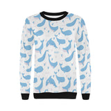Blue whale pattern Women's Crew Neck Sweatshirt