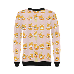 Cute shiba inu dog pattern Women's Crew Neck Sweatshirt