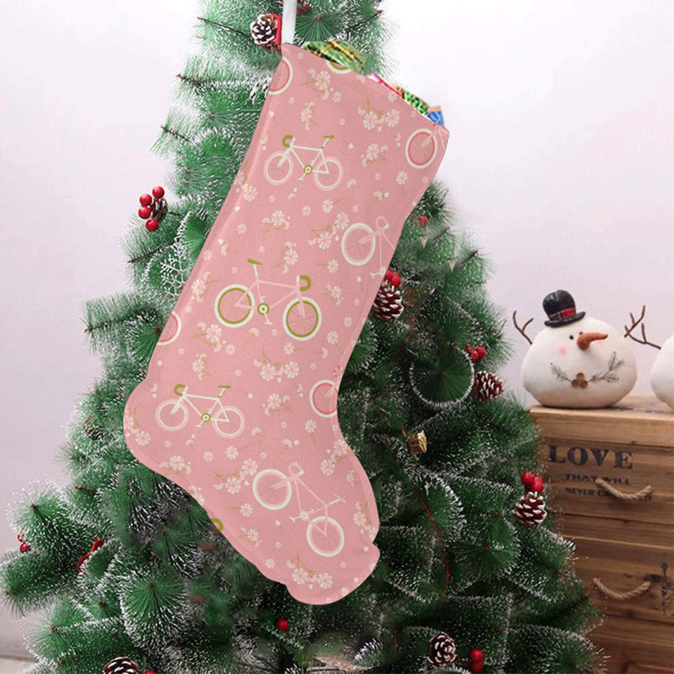 Bicycle Pattern Print Design 02 Christmas Stocking