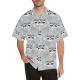 Cute raccoons leaves dot Men's All Over Print Hawaiian Shirt