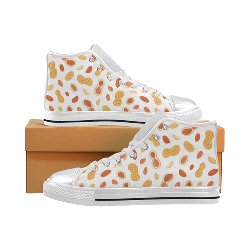 peanuts pattern Women's High Top Canvas Shoes White