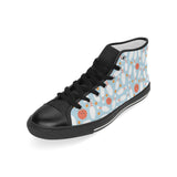 Bowling ball bowling pins blue blackground Men's High Top Canvas Shoes Black