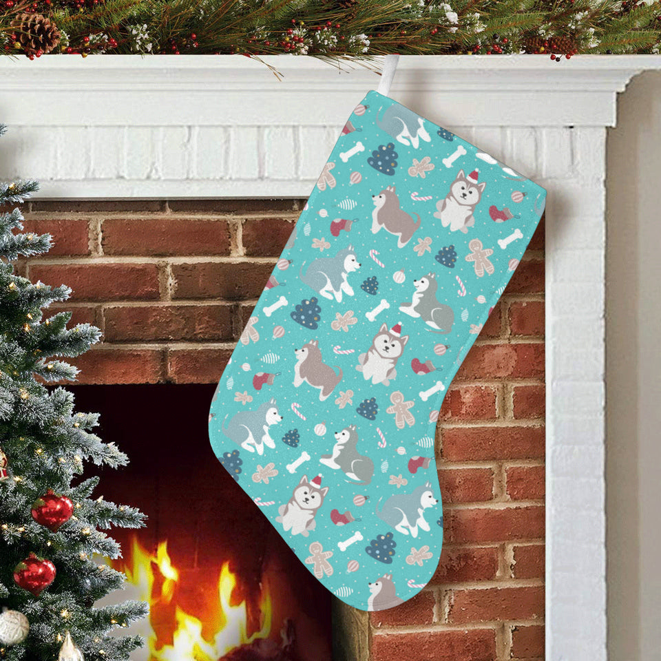 Christmas cute siberian husky puppie pattern Christmas Stocking