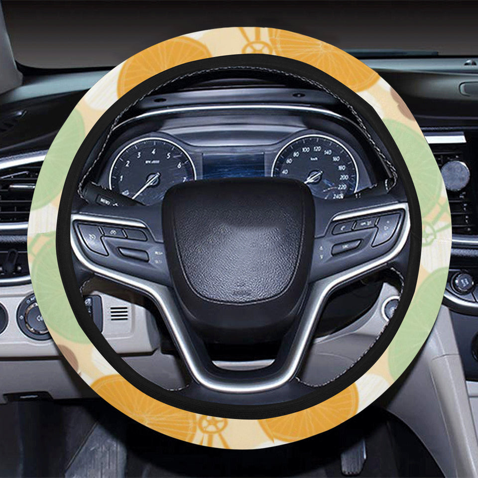 Bicycle Pattern Print Design 01 Car Steering Wheel Cover