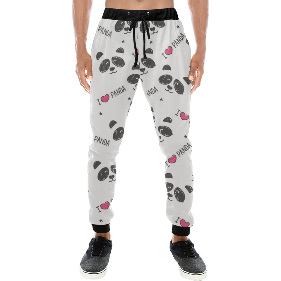Hand Drawn faces of pandas pattern Unisex Casual Sweatpants