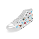 Watercolor helicopter cloud pattern Men's High Top Canvas Shoes White
