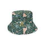 dinosaurs tropical leaves flower pattern Unisex Bucket Hat