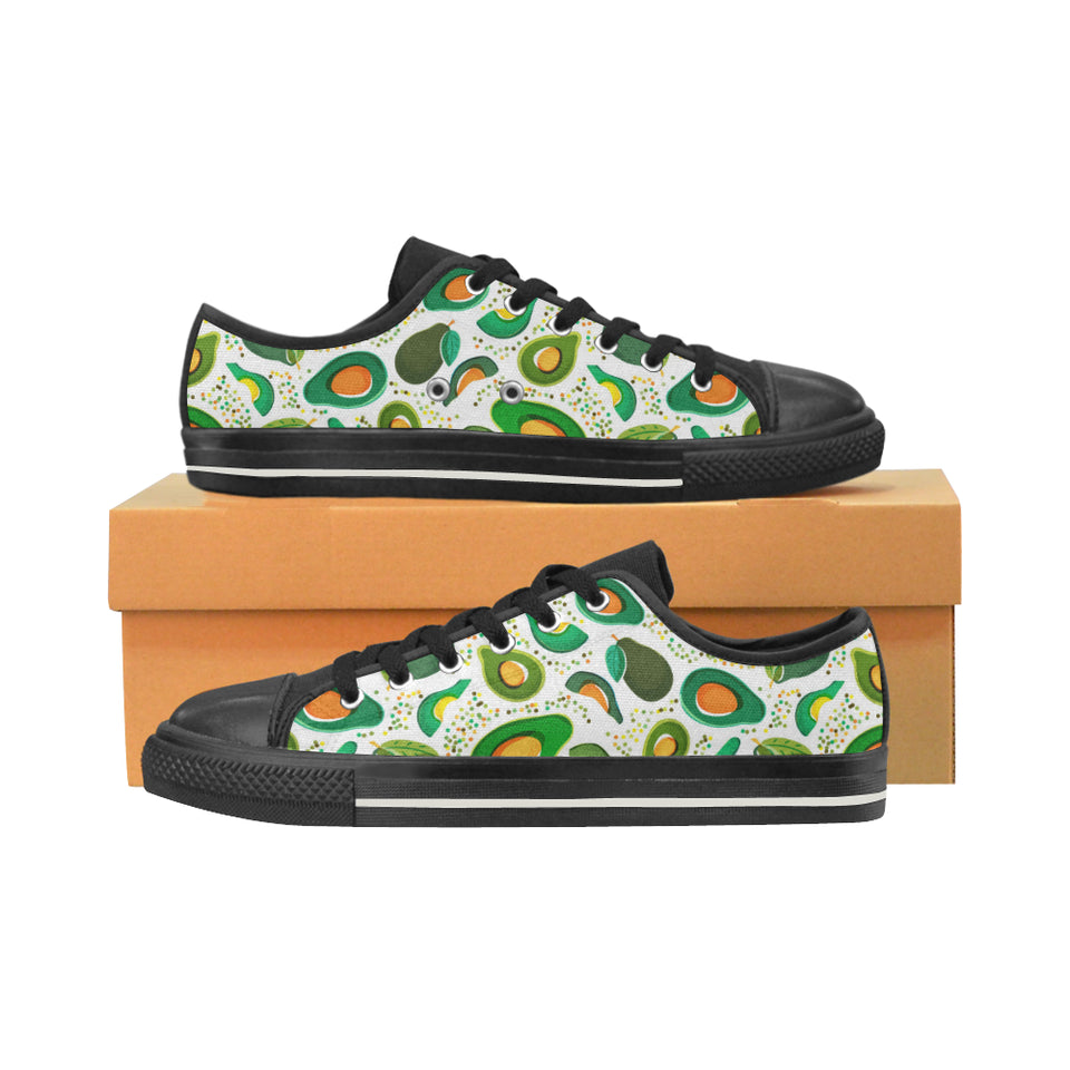 Avocado design pattern Men's Low Top Canvas Shoes Black
