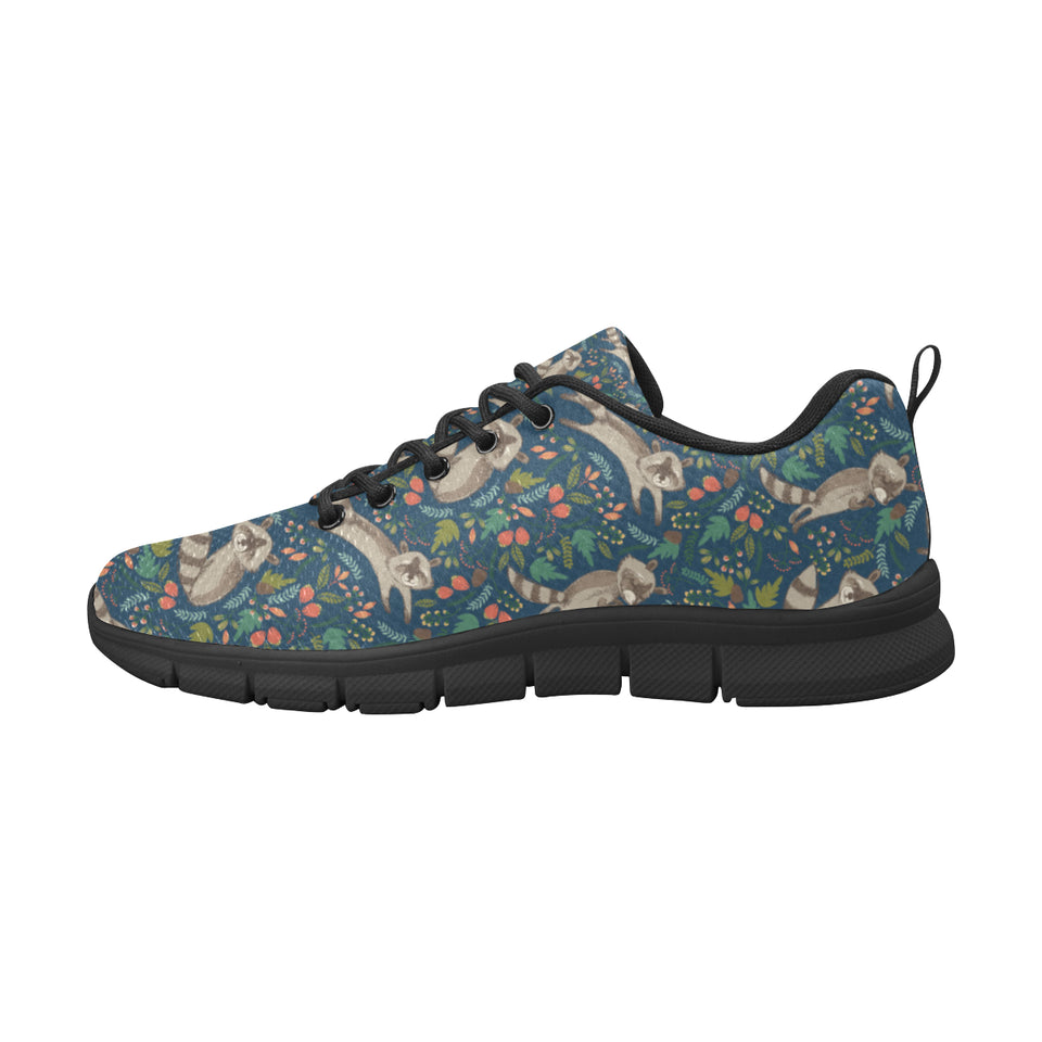 Raccoon tropical leaves pattern Women's Sneaker Shoes