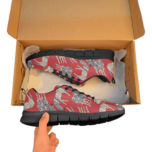 Zebra abstract red background Women's Sneaker Shoes
