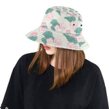 Pink lotus waterlily leaves pattern Unisex Bucket Hat