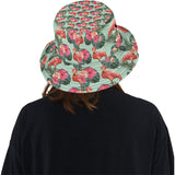 Beautiful flamingo tropical palm leaves hibiscus p Unisex Bucket Hat