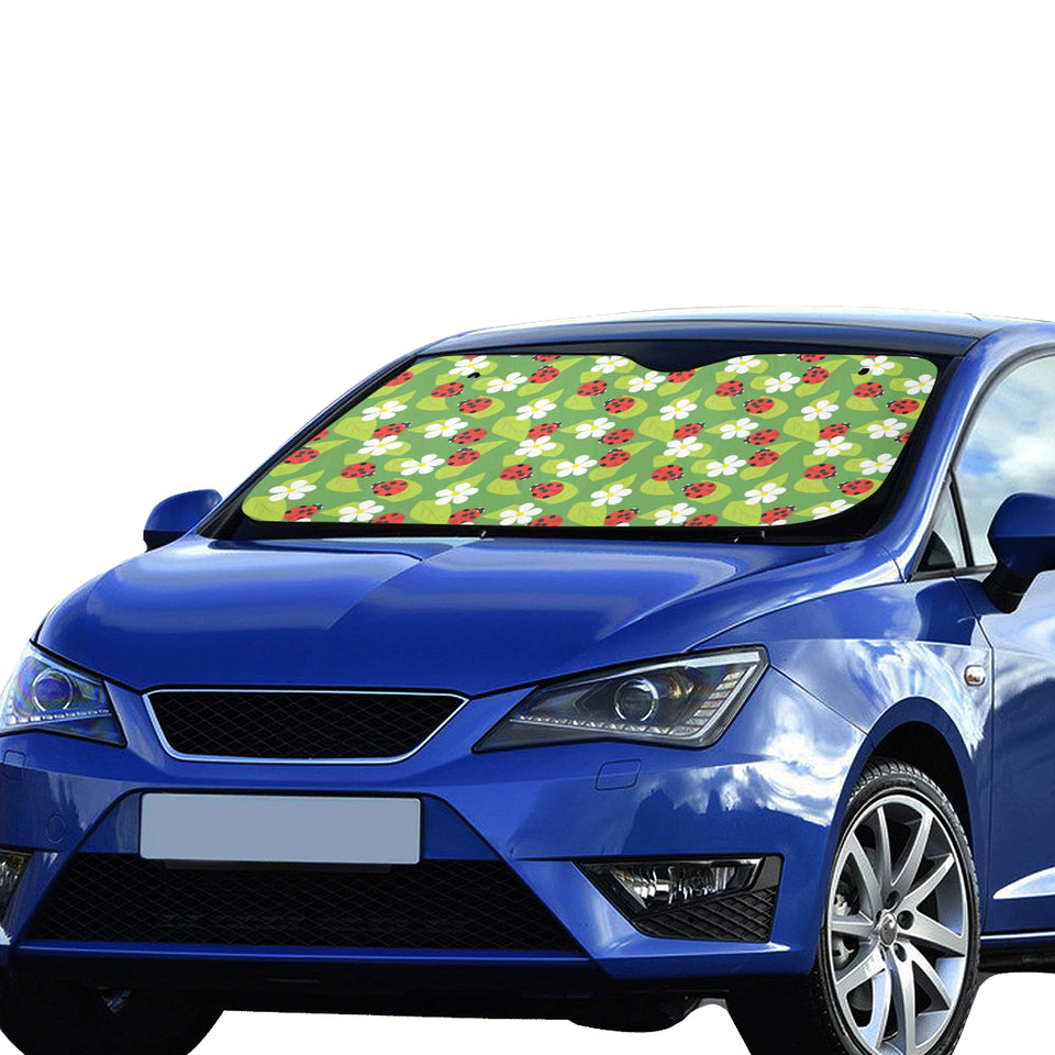 Ladybug Pattern Print Design 01 Car Sun Shade