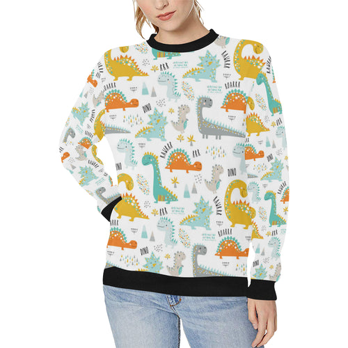 Cute funny kids dinosaurs pattern Women's Crew Neck Sweatshirt