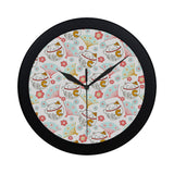 Maneki neko cat fan sakura Elegant Black Wall Clock