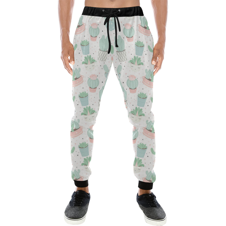 Pastel color cactus pattern Unisex Casual Sweatpants