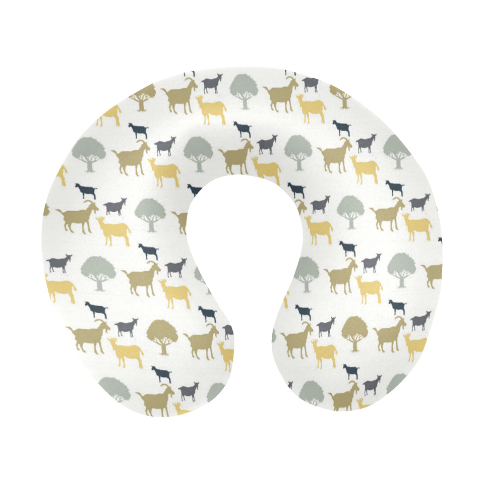 Silhouettes of goat and tree pattern U-Shaped Travel Neck Pillow