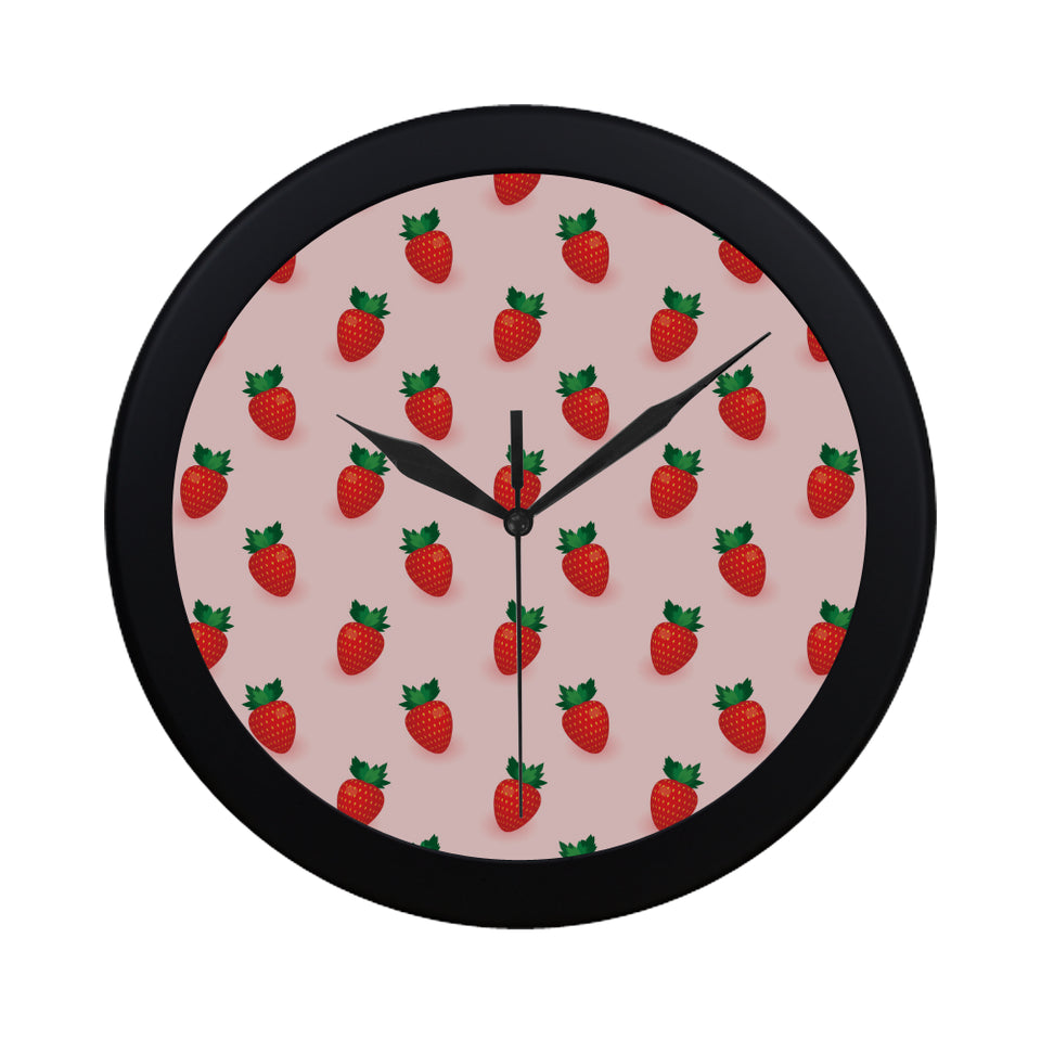 Strawberry beautiful pattern Elegant Black Wall Clock