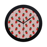 Strawberry beautiful pattern Elegant Black Wall Clock