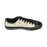hand drawn sun pattern Men's Low Top Canvas Shoes Black